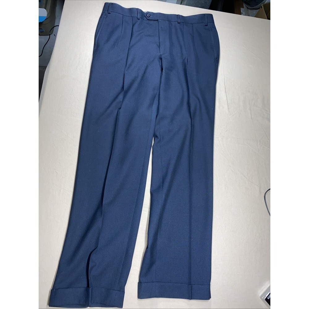 VTG Lauren Ralph Lauren Pants Mens 36x32 Black Pleated Dress Trousers Cuffed